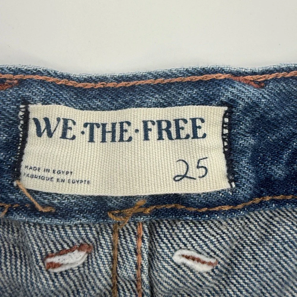 We The Free Now Or Never Denim Shorts Blue Distressed Cut Off Size 25